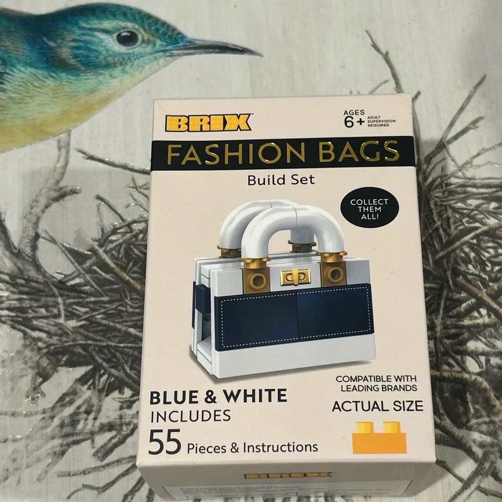 New BRIX Fashion Bags Building Blocks Set White & Blue Handbag/Purse Kit Puzzle